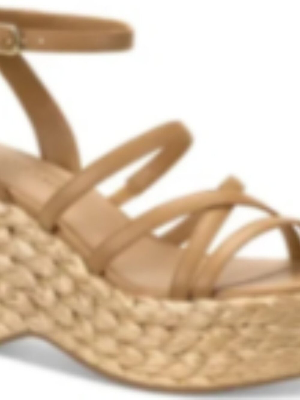 Sun + Stone Tan Braided Espadrille Platform Wedge Sandals